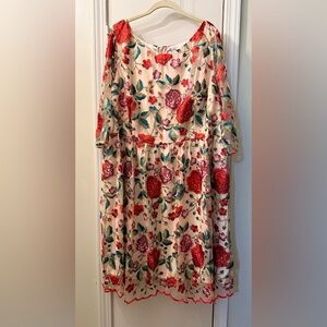 Lace & Mesh 3X Floral Embroidered Dress NWOT